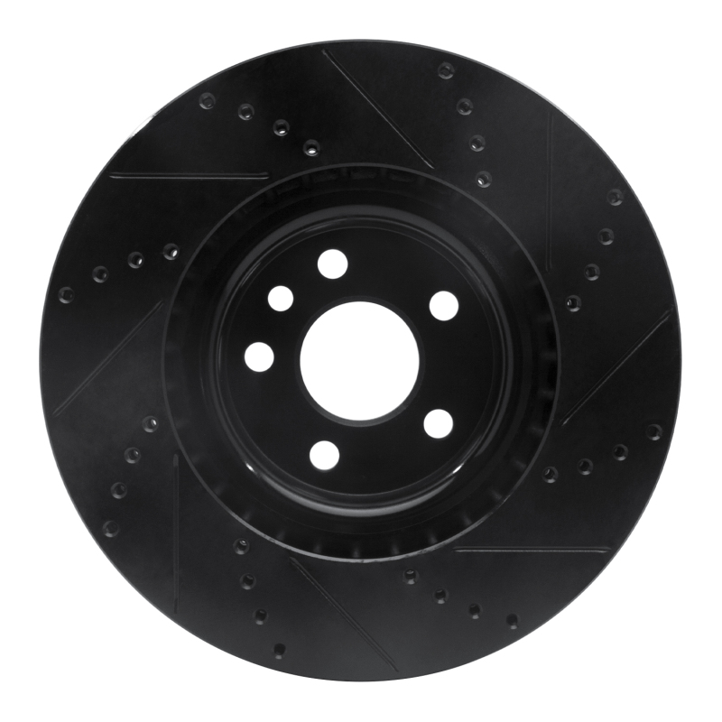 Jaguar E-Pace Brake Rotor (1) - Front Left - R1 Concepts - Drilled & Slotted - Black - `15-`19